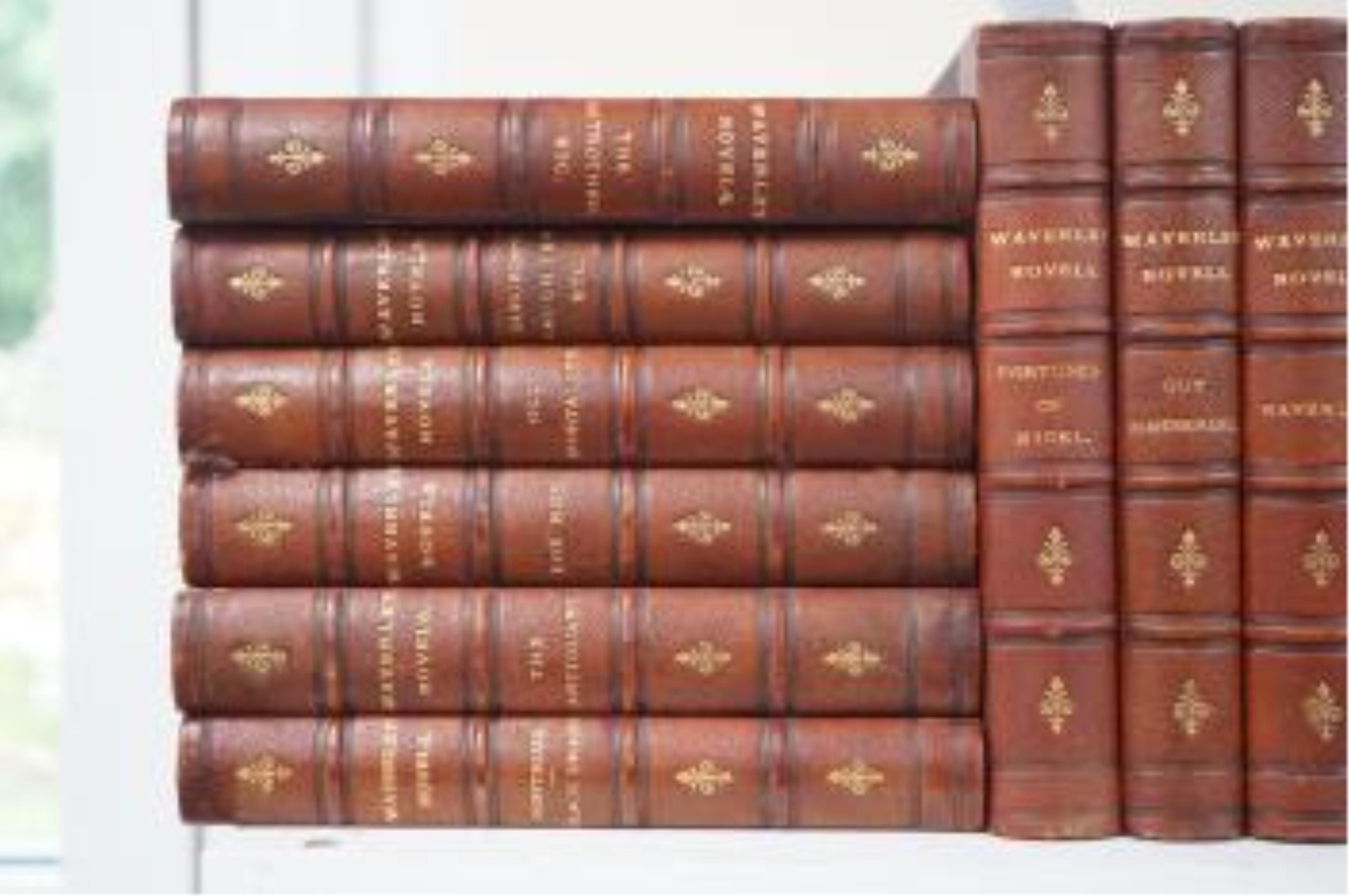 Johnson, Samuel - English Poets, Works, vols 5 - 21 only, half morocco, London 1810 and Scott, Sir Walter - Waverley Novels, Centenary Edition, 8vo. half morocco, 25 vols, A & C Black, Edinburgh 1871